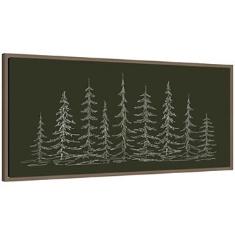 Sylvie Framed Canvasist Evergreen Trees Sketch by The Creative Bunch Studio