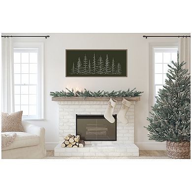 Sylvie Framed Canvasist Evergreen Trees Sketch by The Creative Bunch Studio