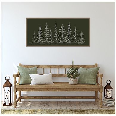 Sylvie Framed Canvasist Evergreen Trees Sketch by The Creative Bunch Studio