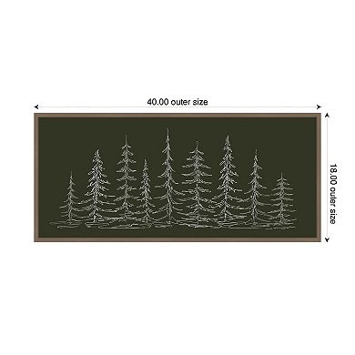 Sylvie Framed Canvasist Evergreen Trees Sketch by The Creative Bunch Studio