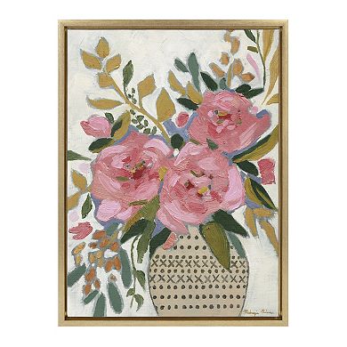 Sylvie Three Pink Peonies Framed Canvas by Mackenzie Nelson