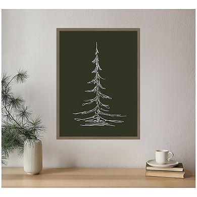Sylvie Framed Canvasist Evergreen Trees Sketch 2 Green by The Creative Bunch Studio