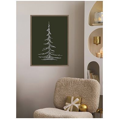 Sylvie Framed Canvasist Evergreen Trees Sketch 2 Green by The Creative Bunch Studio