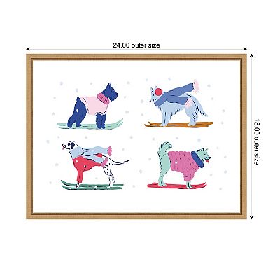 Sylvie Framed Canvas Ski Dogs 2 by Krissy Mast