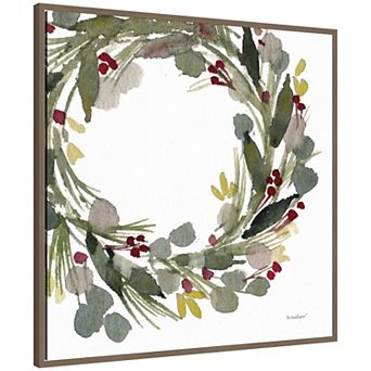 Sylvie Framed Canvas Loose Christmas Wreath by Patricia Shaw