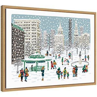 Sylvie Framed Canvas Union Square in Snow by Bex Morley Design