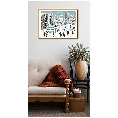 Sylvie Framed Canvas Union Square in Snow by Bex Morley Design