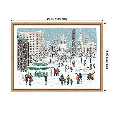 Sylvie Framed Canvas Union Square in Snow by Bex Morley Design