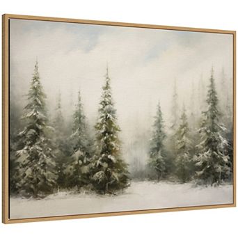 Sylvie Framed Canvas Traditional Snowy Forest Landscape by The Creative Bunch Studio