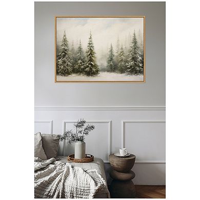 Sylvie Framed Canvas Traditional Snowy Forest Landscape by The Creative Bunch Studio