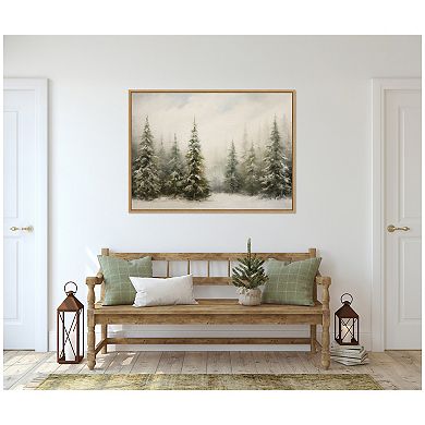 Sylvie Framed Canvas Traditional Snowy Forest Landscape by The Creative Bunch Studio