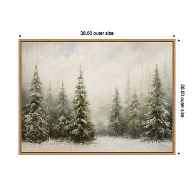 Sylvie Framed Canvas Traditional Snowy Forest Landscape by The Creative Bunch Studio