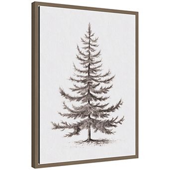 Sylvie Framed Canvas Vintage Evergreen Fir Tree lllustration II by The Creative Bunch Studio