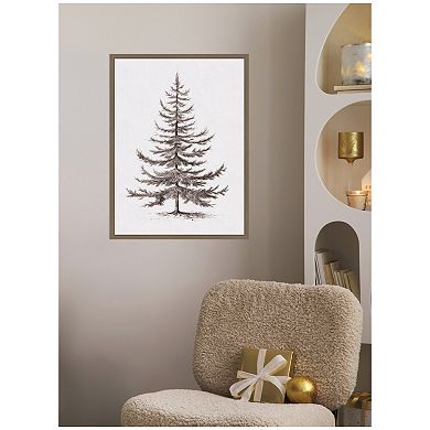 Sylvie Framed Canvas Vintage Evergreen Fir Tree lllustration II by The Creative Bunch Studio