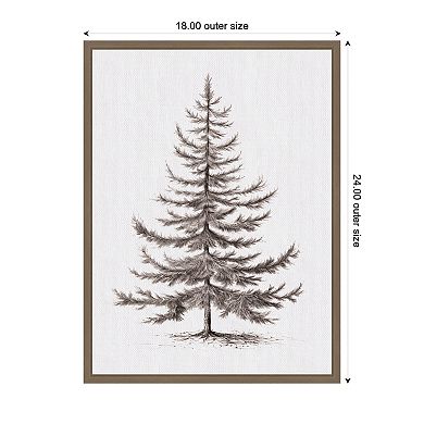 Sylvie Framed Canvas Vintage Evergreen Fir Tree lllustration II by The Creative Bunch Studio