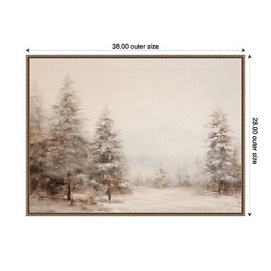 Sylvie Warm Winter Forest Landscape Framed Canvas by The Creative Bunch Studio