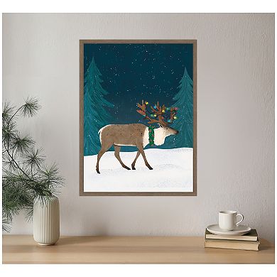 Sylvie Framed Canvas Christmas Caribou by Tania Garcia