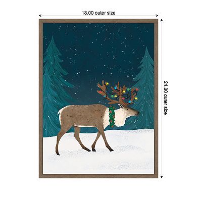 Sylvie Framed Canvas Christmas Caribou by Tania Garcia