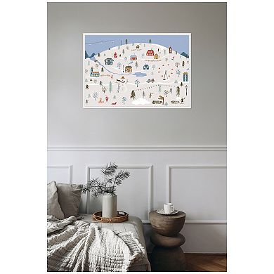 Sylvie Framed Canvas A Winter Village by Vicky Yorke