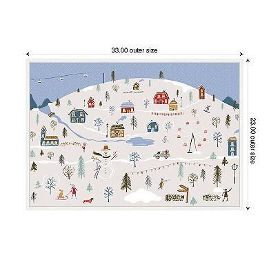 Sylvie Framed Canvas A Winter Village by Vicky Yorke