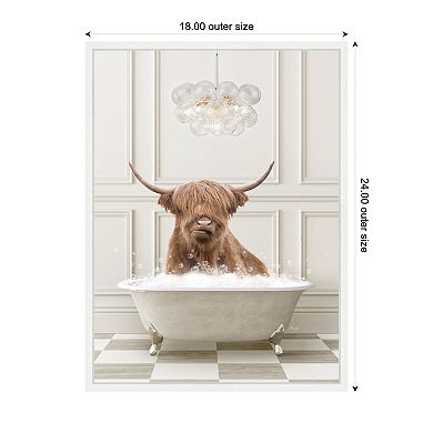Sylvie Highland Cow in Lux Bathtub Framed Canvas by Amy Peterson
