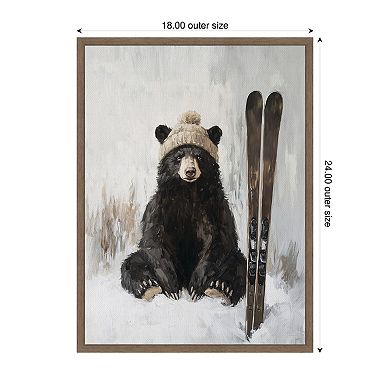 Sylvie Framed Canvas Winter Bear Waiting to Ski by The Creative Bunch Studio