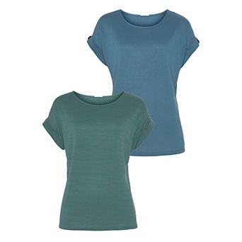Lascana Women's 2 pk Button Detail Tops