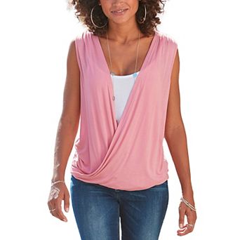 Lascana Women's Sleeveless Wrap Look Top