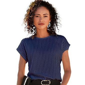Lascana Women's Ribbed Short Sleeve Top