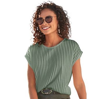 Lascana Women's Ribbed Short Sleeve Top