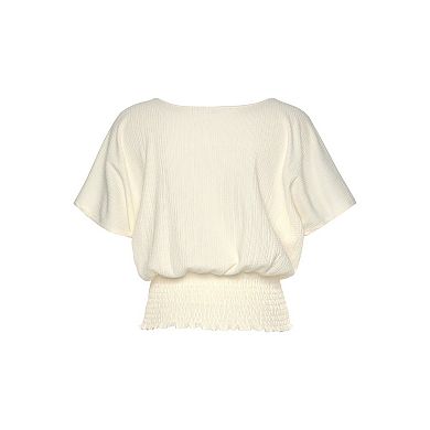 Lascana Women's V-Neck Smocked Top