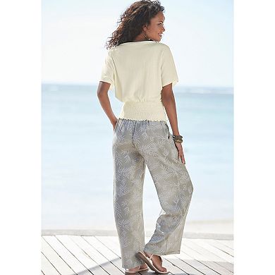 Lascana Women's V-Neck Smocked Top