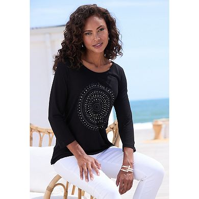 Lascana Women's Mosaic Print 3/4 Sleeve Top