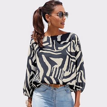 Lascana Women's Boat Neck Balloon Sleeve Blouse