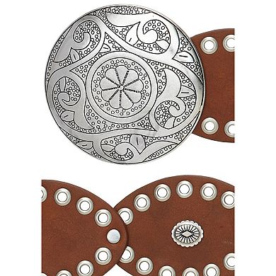 Lascana Women's Embellished Round Buckle Belt, Brown, Size O/S