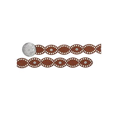 Lascana Women's Embellished Round Buckle Belt, Brown, Size O/S