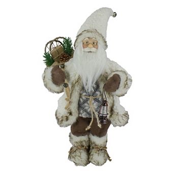 Northlight 12 in Snow Lodge Santa Figure with Lantern Table Decor
