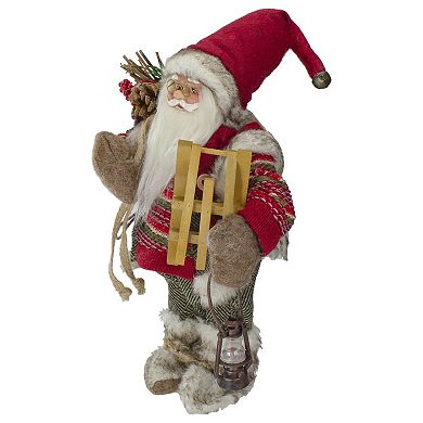 Northlight 12-in. Standing Santa with Sled & Lantern Christmas Figure
