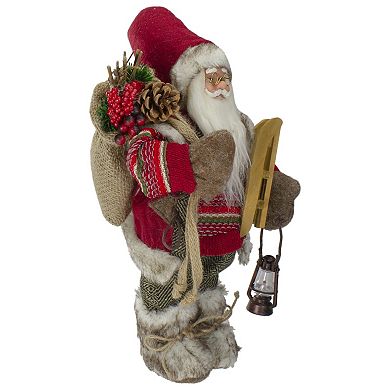 Northlight 12-in. Standing Santa with Sled & Lantern Christmas Figure