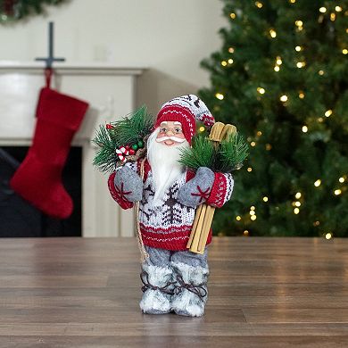 Northlight 12-in. Standing Nordic Santa with Skis Christmas Figure