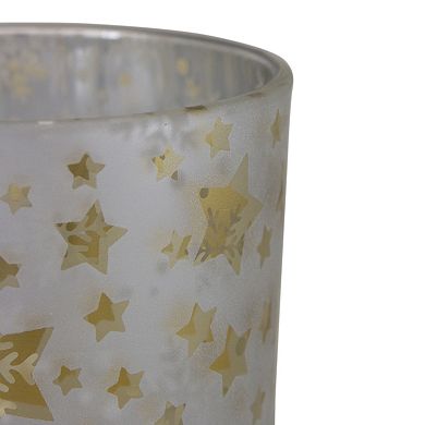 Northlight 5-in. Flameless Glass Candle Holder with Stars & Snowflakes