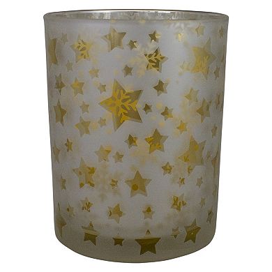 Northlight 5-in. Flameless Glass Candle Holder with Stars & Snowflakes