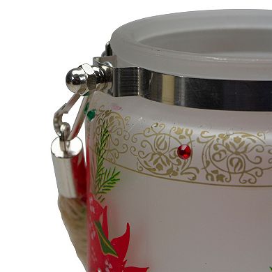 Northlight Hand-Painted Poinsettias Flameless Glass Candle Holder