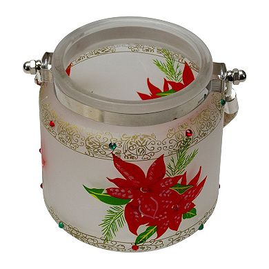 Northlight Hand-Painted Poinsettias Flameless Glass Candle Holder