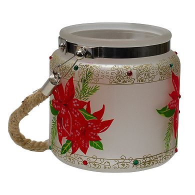 Northlight Hand-Painted Poinsettias Flameless Glass Candle Holder