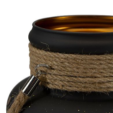 Northlight Flameless Christmas Glass Candle Lantern with Deer & Pine Trees