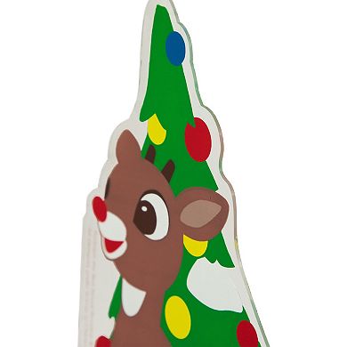 Northlight Rudolph the Red-Nosed Reindeer & Christmas Tree Double-Sided Gel Wall Decal