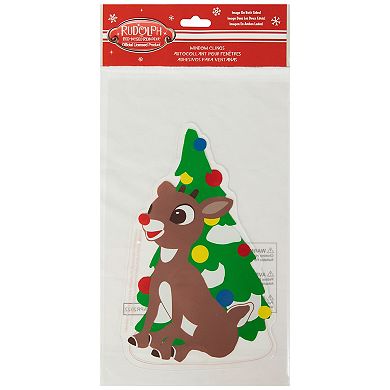 Northlight Rudolph the Red-Nosed Reindeer & Christmas Tree Double-Sided Gel Wall Decal