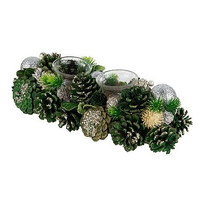 Northlight 13-in. Pinecone & Glitter Tealight Candle Holder