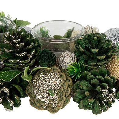 Northlight 13-in. Pinecone & Glitter Tealight Candle Holder